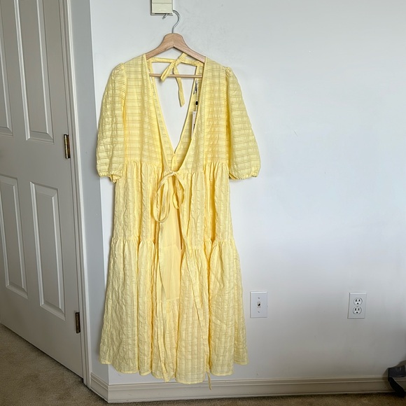 Monki Seersucker Puff Sleeve Dress - Picture 3 of 7